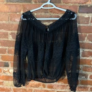 Sheer Black Free People Blouse